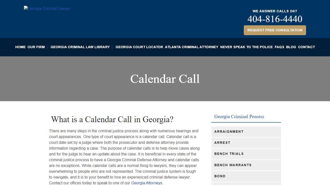 Calendar Call Georgia Criminal Lawyer