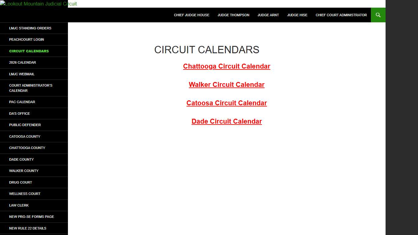 Circuit Calendars Lookout Mountain Judicial Circuit